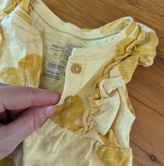 LITTLE Co Lauren Conrad baby girl mustard yellow floral romper outfit - Picture 2 of 2